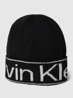 CK Calvin Klein Beanie Mit Label-Detail Modell 'ECO REVERSO' - Schwarz