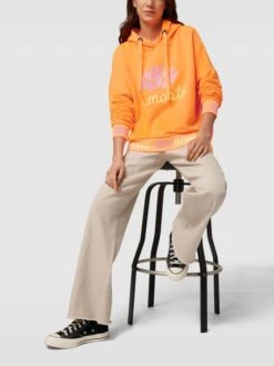 Miss Goodlife Hoodie Mit Motiv- Und Statement-Print Modell 'NAMASTE' - Neon Orange