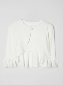 Monny Cropped Longsleeve Mit Volantsaum - Ecru