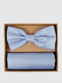 Prince Bowtie Fliege Und Einstecktuch Im Set Mit Webmuster - Bleu