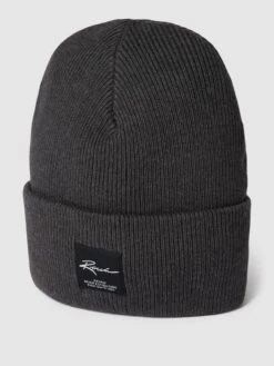 REVIEW Beanie Mit Label-Patch - Anthrazit Meliert