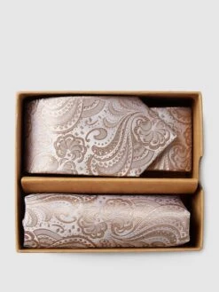 Prince Bowtie Krawatte Und Einstecktuch Im Set Mit Allover-Muster - Sand