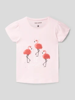 Blue Seven T-Shirt Mit Motiv-Print Mit Rüschenapplikation - Rosa