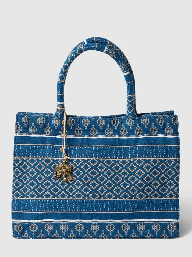 Anokhi Tote Bag Mit Allover-Muster Modell 'BOOKTOTE' - Royalblau 4 Anokhi Tote Bag Mit Allover-Muster Modell 'BOOKTOTE' - Royalblau – Bild 2