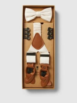 Prince Bowtie Fliege Mit Hosenträgern Im Set - Weiß