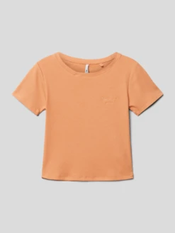 Pepe Jeans T-Shirt In Feinripp-Optik Modell 'GISBELLA' - Apricot