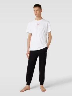 HUGO T-Shirt Mit Label-Print Modell 'Linked' - Weiß