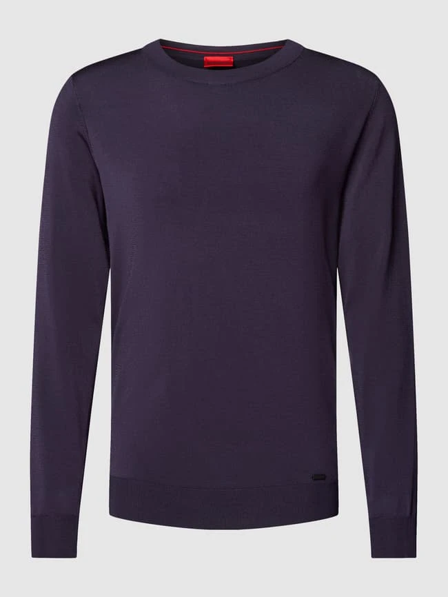 HUGO Longsleeve Mit Geripptem Rundhalsausschnitt Modell 'Cesar' - Purple 4 HUGO Longsleeve Mit Geripptem Rundhalsausschnitt Modell 'Cesar' - Purple – Bild 2