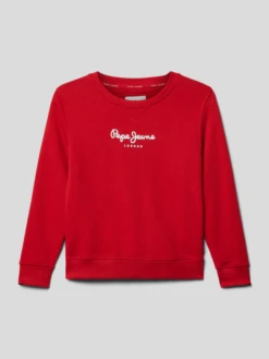 Pepe Jeans Sweatshirt Mit Label-Print Modell 'EDDIE' - Rot