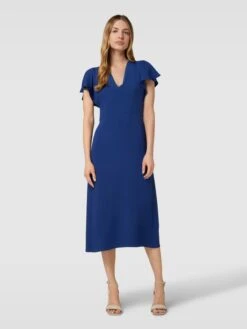 BOSS Midikleid Mit V-Ausschnitt Modell 'Dawinga' - Marineblau