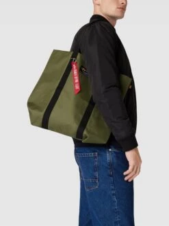 Alpha Industries Tote Bag Mit Label-Patch Modell 'LABEL SHOPPING BAG' - Olivgrün