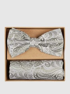 Prince Bowtie Fliege Und Einstecktuch Im Set Mit Allover-Muster - Lindgrün