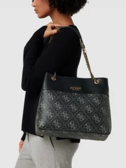 Guess Tote Bag Mit Allover-Muster - Schwarz