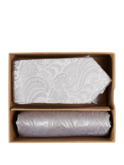 Prince Bowtie Krawatte Und Einstecktuch Im Set Mit Allover-Muster - Silber