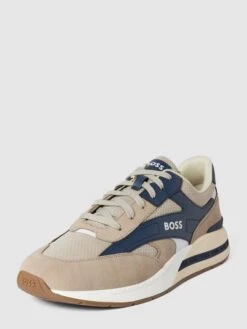 BOSS Sneaker Aus Leder-Mix Mit Label-Details Modell 'Kurt' - Beige