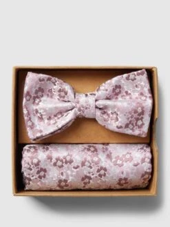 Prince Bowtie Fliege Und Einstecktuch Im Set Mit Allover-Muster - Pink