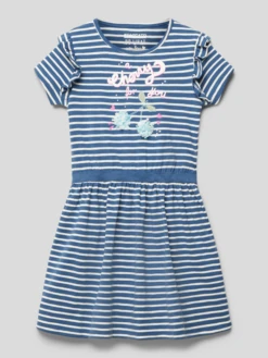 Staccato Kurzärmliges Kleid Mit Streifenmuster - Blau