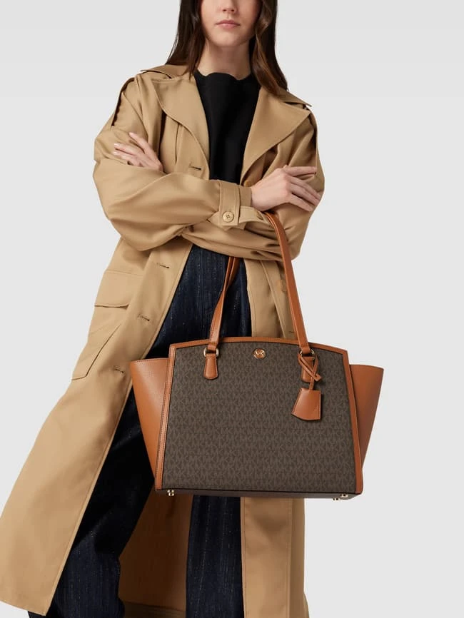 MICHAEL Michael Kors Tote Bag Mit Allover-Logo Modell 'CHANTAL' - Mittelbraun 3 MICHAEL Michael Kors Tote Bag Mit Allover-Logo Modell 'CHANTAL' - Mittelbraun