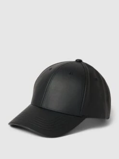 Flex Fit Basecap In Leder-Optik Modell 'Alpha' - Schwarz