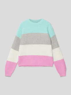 Only Strickpullover Mit Blockstreifen Modell 'SANDY' - Helltürkis