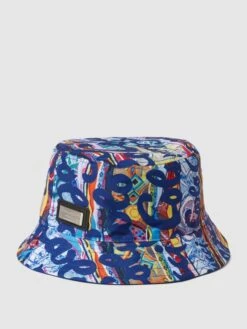 CARLO COLUCCI Reversible Bucket Hat Mit Allover-Muster - Royalblau