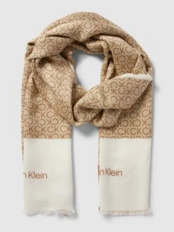 CK Calvin Klein Schal Mit Logo-Muster Modell 'GEO MINIMAL' - Camel