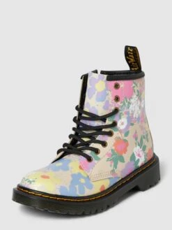 Dr. Martens Schnürboots Mit Floralem Allover-Muster - Hellgelb