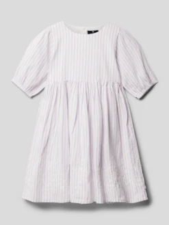 Basefield Kleid Aus Reiner Baumwolle Mit Streifenmuster - Flieder