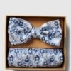 Prince Bowtie Fliege Und Einstecktuch Im Set Mit Allover-Muster - Marineblau