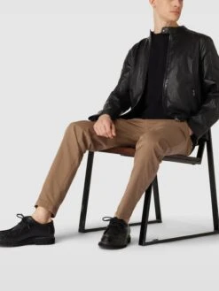 BULL & BERRY Lederjacke Mit Reißverschlusstaschen - Schwarz