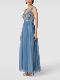 LACE & BEADS Abendkleid Mit Perlen- Und Ziersteinbesatz - Bleu