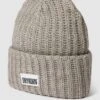 Drykorn Beanie Mit Label-Patch - Taupe Meliert