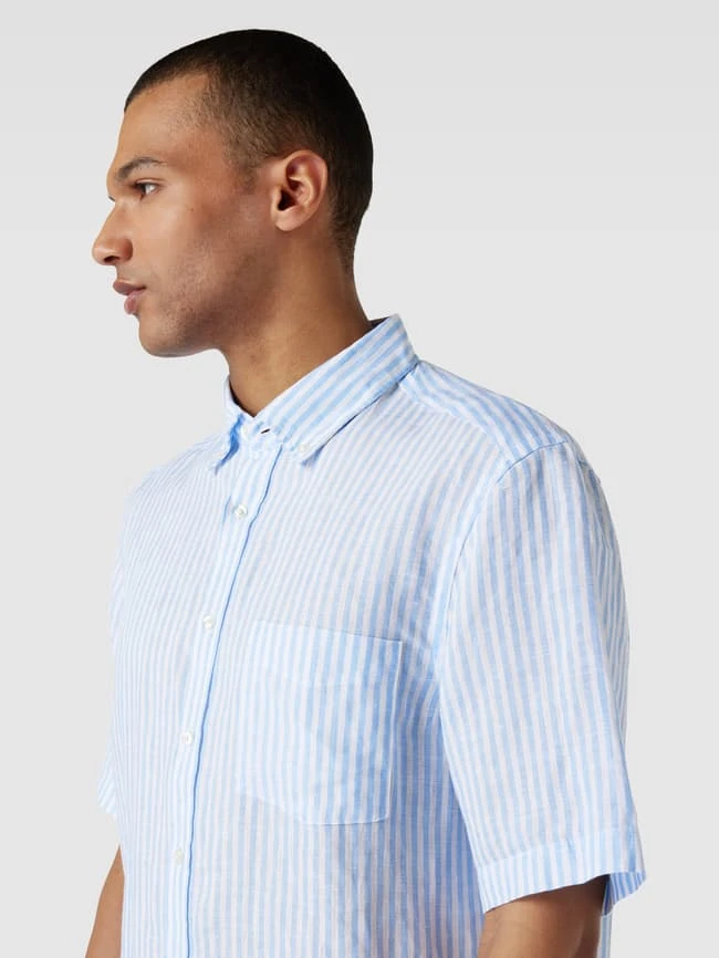 Christian Berg Men Freizeithemd Aus Leinen Mit Brusttasche - Bleu 5 Christian Berg Men Freizeithemd Aus Leinen Mit Brusttasche - Bleu – Bild 3