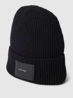CK Calvin Klein Beanie Mit Label-Patch Modell 'CK PATCH' - Schwarz