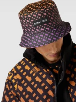 BOSS Bucket Hat Mit Allover-Label-Muster - BOSS X Khaby 2.0 - Dunkel Orange