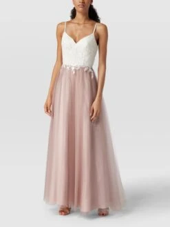 Luxuar Abendkleid Mit Kontrastbesatz - Rosé