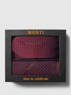 Monti Krawatte Mit Einstecktuch Im Set - Bordeaux Rot