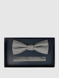 Willen Fliege Und Einstecktuch Im Set - Mittelgrau