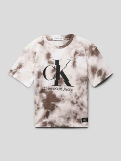 Calvin Klein Jeans T-Shirt Mit Label-Print - Ecru