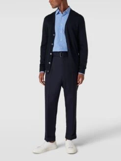 Christian Berg Men Strickjacke Im Slim Fit - Marineblau