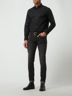 Jake*s Regular Fit Business-Hemd Aus Popeline - Schwarz