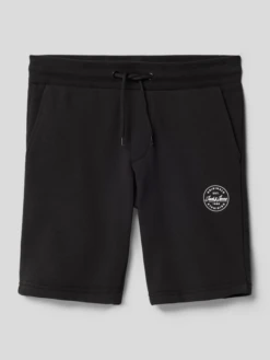Jack & Jones Sweatshorts Aus Reiner Baumwolle Mit Label-Print Modell 'SHARK' - Schwarz