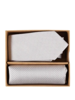 Prince Bowtie Krawatte Und Einstecktuch Im Set - Silber