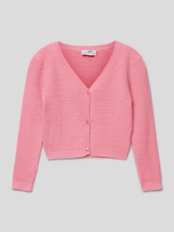 Happy Girls Cropped Strickjacke Mit Knopfleiste - Pink