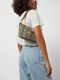 Guess Handtasche Aus Bouclé - Olivgrün