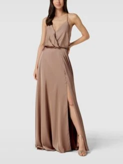 Unique Abendkleid In Wickel-Optik - Taupe