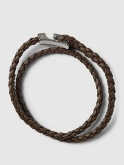 Marc O'Polo Lederarmband In Flecht-Optik Modell 'TOMTE' - Dunkelbraun