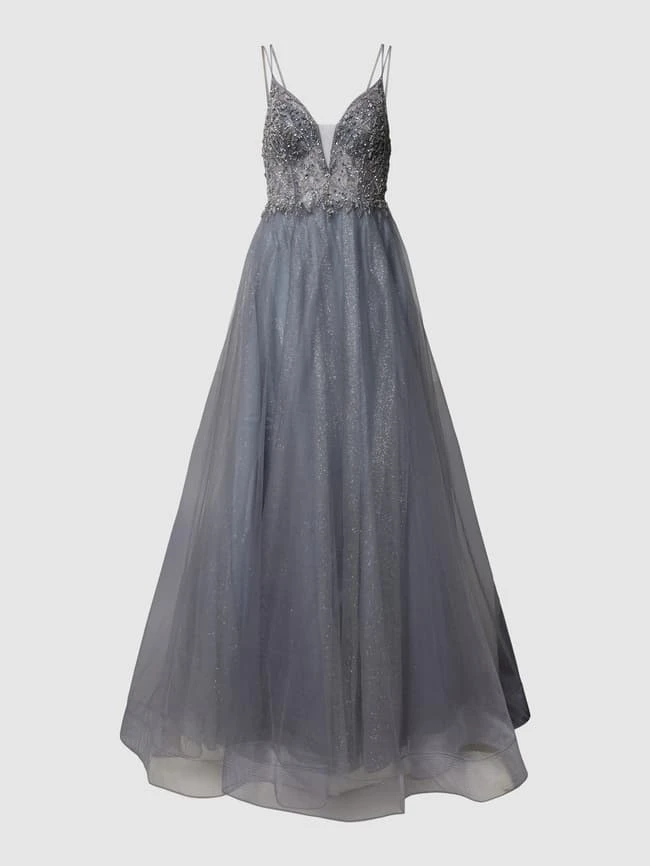 Unique Abendkleid Mit Effektgarn - Mittelgrau 4 Unique Abendkleid Mit Effektgarn - Mittelgrau – Bild 2