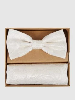 Prince Bowtie Fliege Und Einstecktuch Im Set Mit Allover-Muster - Sand