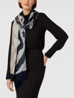 Comma Schal Mit Allover-Muster - Schwarz